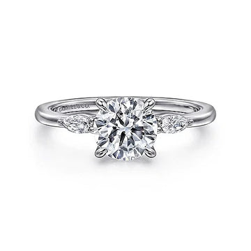 14K White Gold Semi-Mount Diamond Engagement Ring with 0.17 ct tw Accent Diamonds